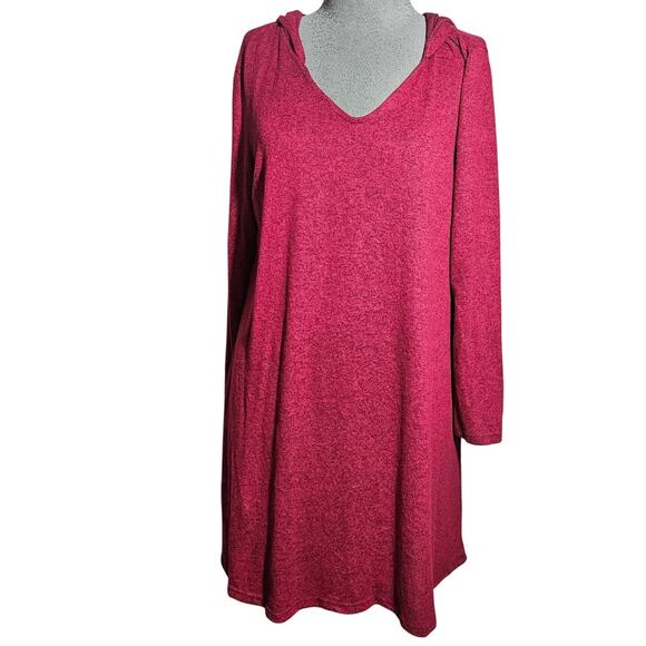 Red Hooded Tunic Length Top Size Large - Picture 1 of 4